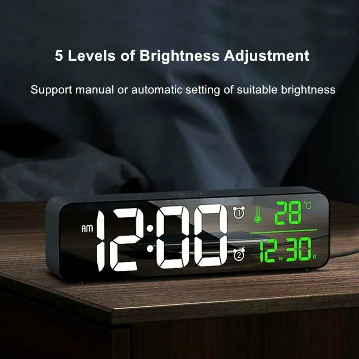 LED Large Display Alarm Clock with Date & Temp
