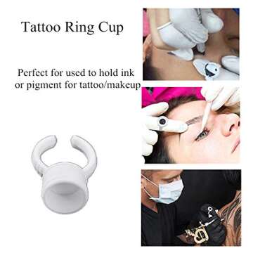 Pigment Rings - Yuelong 300PCS Tattoo Rings Cups Disposable Makeup Rings Tattoo Glue Holder,Tattoo Ink Ring Adhesive Makeup Glue Rings Palette Plastic Nail Art Eyelash Extension Rings(Medium)