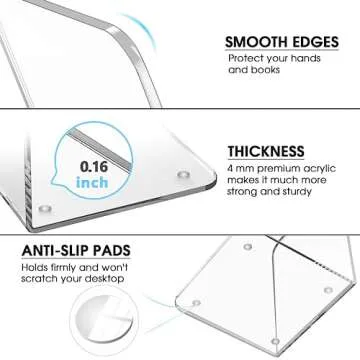 MaxGear Clear Acrylic Bookends - Stylish & Durable Book Holders