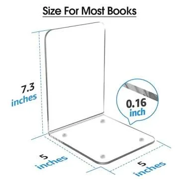 MaxGear Clear Acrylic Bookends - Stylish & Durable Book Holders