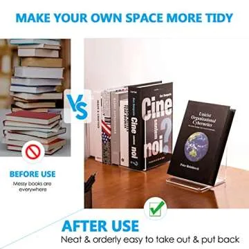 MaxGear Clear Acrylic Bookends - Stylish & Durable Book Holders