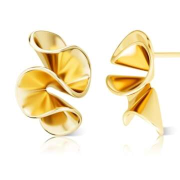 Trifasorie Gold Stud Earrings for Women, 14K Gold Plated Non Tarnish Nickel Free Hypoallergenic Earrings for Sensitive Ears, Dainty Small Love Knot Clover Teardrop Stud Earrings