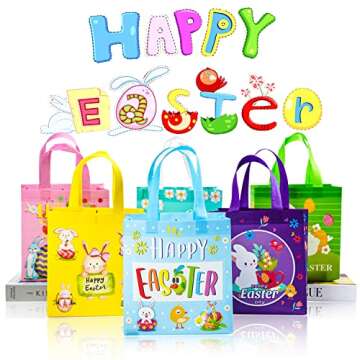 JWSCYSY 6Pcs Easter Gift Bags for Kids - Fun & Durable