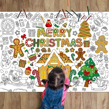 ZOIIWA Christmas Coloring Poster for Kids Giant Coloring Poster Large Gingerbread Man Coloring Table...