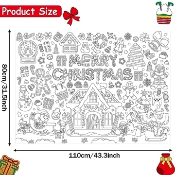 ZOIIWA Giant Christmas Coloring Poster for Kids 31.4 x 43.3 Inch