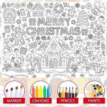 ZOIIWA Giant Christmas Coloring Poster for Kids 31.4 x 43.3 Inch