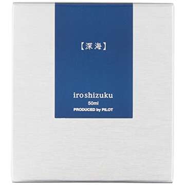 PILOT Iroshizuku Bottled Fountain Pen Ink, Shin-Kai, Deep Sea (Blue Black) 50ml Bottle (69225)