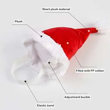 Adjustable 3D Santa Hat for Medium and Large Dogs