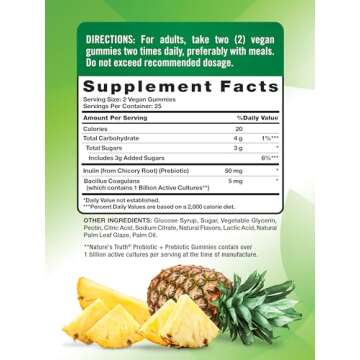 Nature's Truth Probiotic Gummies for Adults - Vegan Digestive Health Supplement