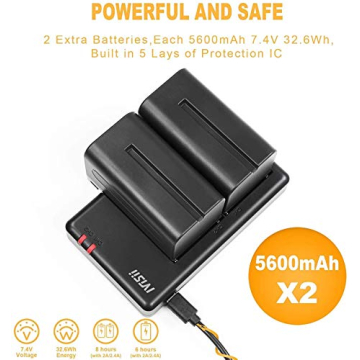 IVISII NP-F750 Battery Pack with Charger for Sony Cameras