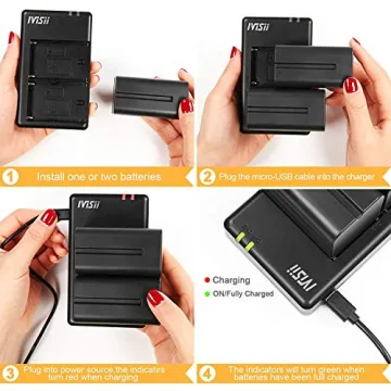 IVISII NP-F750 Battery Pack with Charger for Sony Cameras