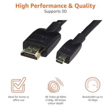 High-Speed Amazon Basics Micro HDMI to HDMI Cable