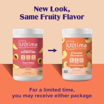 Ultima Replenisher Mocktini Electrolyte Powder Drink Mix – Peach Bellini, 90 Servings – Hydratio...