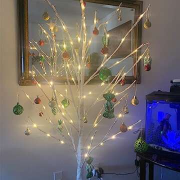 Twinkle Star Lighted Birch Tree 6 Feet 96 LED for Home Wedding Festival Party Christmas Decoration