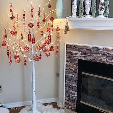 Twinkle Star Lighted Birch Tree 6 Feet 96 LED for Home Wedding Festival Party Christmas Decoration