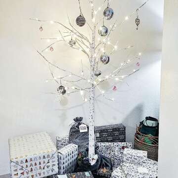 Twinkle Star Lighted Birch Tree 6 Feet 96 LED for Home Wedding Festival Party Christmas Decoration