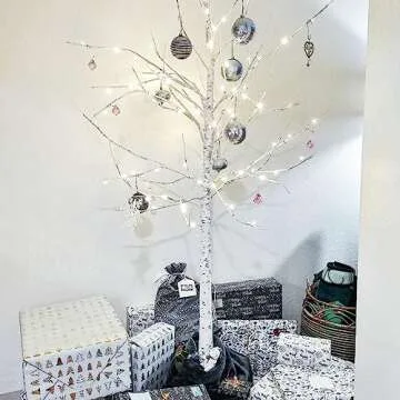 Twinkle Star Lighted Birch Tree 6 Feet 96 LED for Home Wedding Festival Party Christmas Decoration