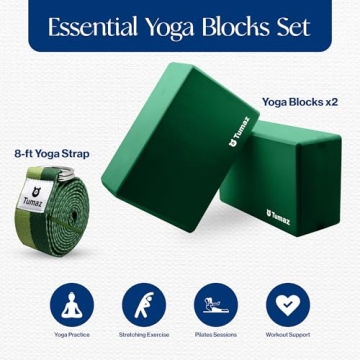 Tumaz Yoga Blocks Set - 2 Premium Yoga Blocks & Strap