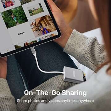 Unitek USB C SD Card Reader, Aluminum 3-Slot USB 3.0 Type-C Flash Memory Card Reader for USB C Device, Supports SanDisk Compact Flash Memory Card and Lexar Professional CompactFlash Card - Grey