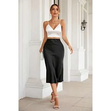 ALCEA ROSEA Silky Satin Midi Skirt for Stylish Women