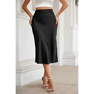 ALCEA ROSEA Silky Satin Midi Skirt for Stylish Women