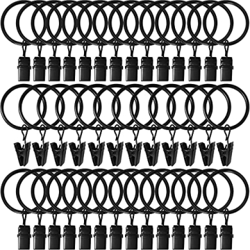 Elevate Your Home Decor with AMZSEVEN Curtain Rings and Clips - 40 Pack, Black