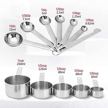Wmtidene 13 Piece Measuring Cups and Spoons Set - Durable Stainless Steel for Perfect Measurements