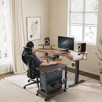 EUREKA ERGONOMIC Computer Tower Stand, Height Adjustable PC Stand ,2-Tier ATX-Case CPU Holder Home O...