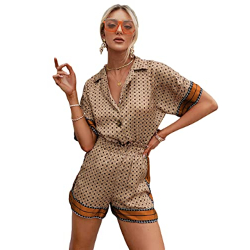 OYOANGLE Boho 2-Piece Outfit Batwing Sleeve Blouse Paperbag Shorts