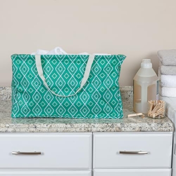 Household Essentials Classic Utility Tote Teal Geo Style