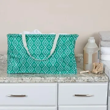 Household Essentials Classic Utility Tote Teal Geo Style