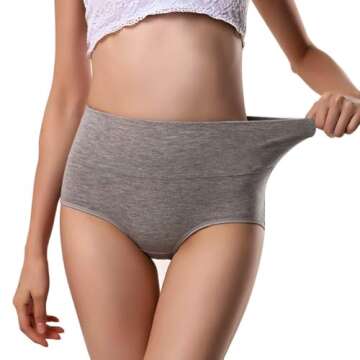 ANNYISON Women's High Waisted Cotton Underwear Soft Breathable Panties Stretch Briefs (5 Pack in 5 Light Colors, L)