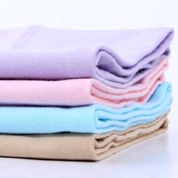 ANNYISON Women's High Waisted Cotton Underwear Soft Breathable Panties Stretch Briefs (5 Pack in 5 Light Colors, L)