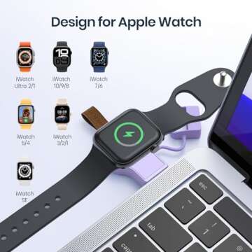 NEWDERY Charger for Apple Watch Portable iWatch USB Wireless Charger, Travel Cordless Charger with L...