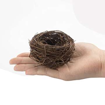 Exasinine 18 Pcs 3'' Mini Artificial Bird Nest for Crafts, Easter, Party, Wedding, Patio Garden, Succulent Planter, Moss Landscape, DIY Terrarium (3 Inches)
