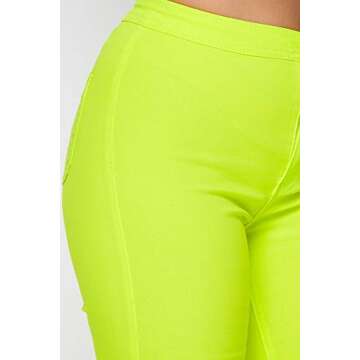 Neon Green High Waisted Bell Bottom Jeans by SOHO GLAM