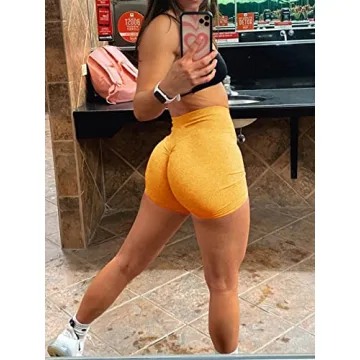 Abonlen High Waisted Scrunch Workout Shorts Butt Lifting