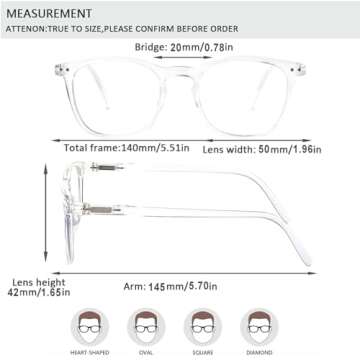 Henotin 3 Pack Blue Light Blocking Reading Glasses,Spring Hinge Computer Readers for Men Women,Anti UV Ray Filter Eyeglasses (3 Pairs transparent, 2.50)