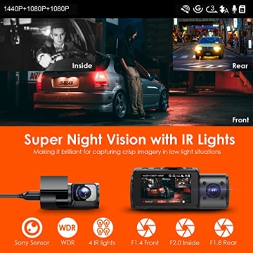 Vantrue N4 3 Channel Dash Cam with Night Vision