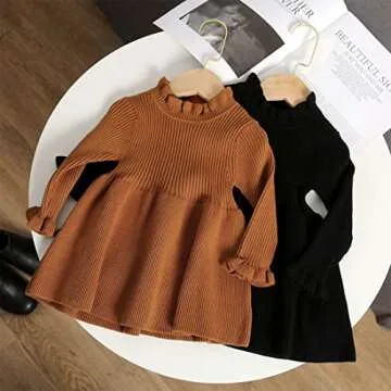 Stylish Simplee Kids Long Sleeve Ribbed Dress for Girls