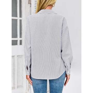 Stylish PRETTYGARDEN Women's Striped Button Down Shirt