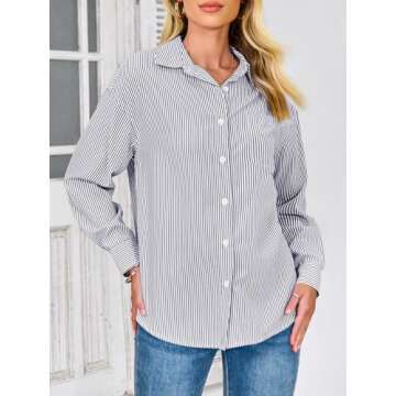 Stylish PRETTYGARDEN Women's Striped Button Down Shirt