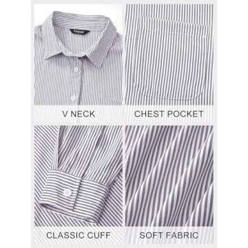 Stylish PRETTYGARDEN Women's Striped Button Down Shirt