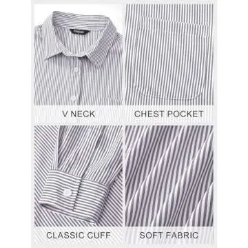 Stylish PRETTYGARDEN Women's Striped Button Down Shirt