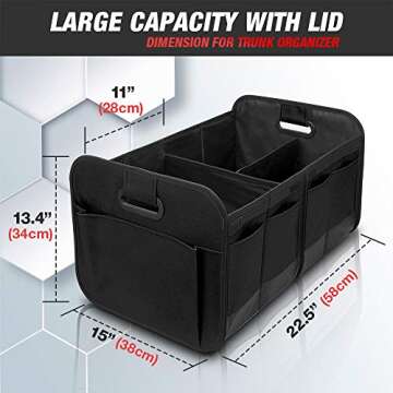 Car Trunk Organizer with Lid - Versatile SUV Cargo Storage