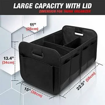 Car Trunk Organizer with Lid - Versatile SUV Cargo Storage