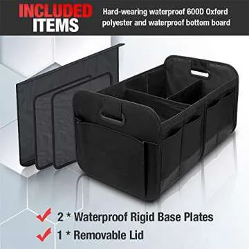 Car Trunk Organizer with Lid - Versatile SUV Cargo Storage