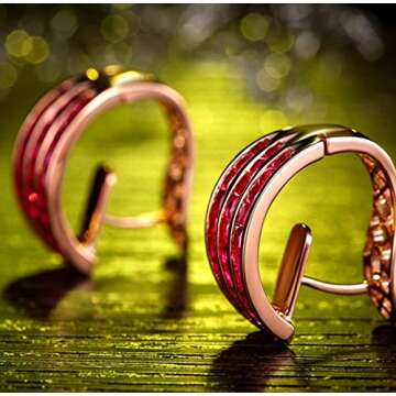 GOWE Genuine Ruby Gemstone 3.0 CT Certified Ruby Hoop Earrings 18K Rose Gold (AU750)