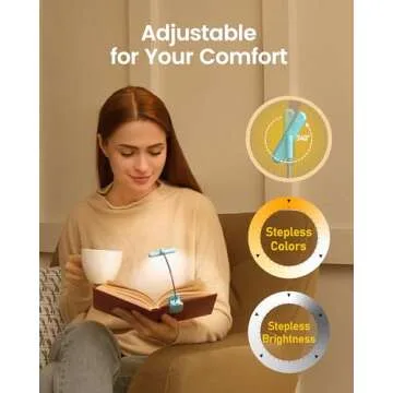 Glocusent Rotatable Book Light for Reading in Bed, 22 LEDs Reading Light with Stepless Dimming & Color Changing, Rechargeable Clip on Book Light with Timer, 1000mAh & Up to 100hrs, Book Lovers Gift