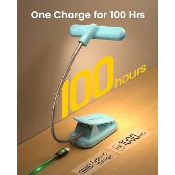 Glocusent Rotatable Book Light for Reading in Bed, 22 LEDs Reading Light with Stepless Dimming & Color Changing, Rechargeable Clip on Book Light with Timer, 1000mAh & Up to 100hrs, Book Lovers Gift